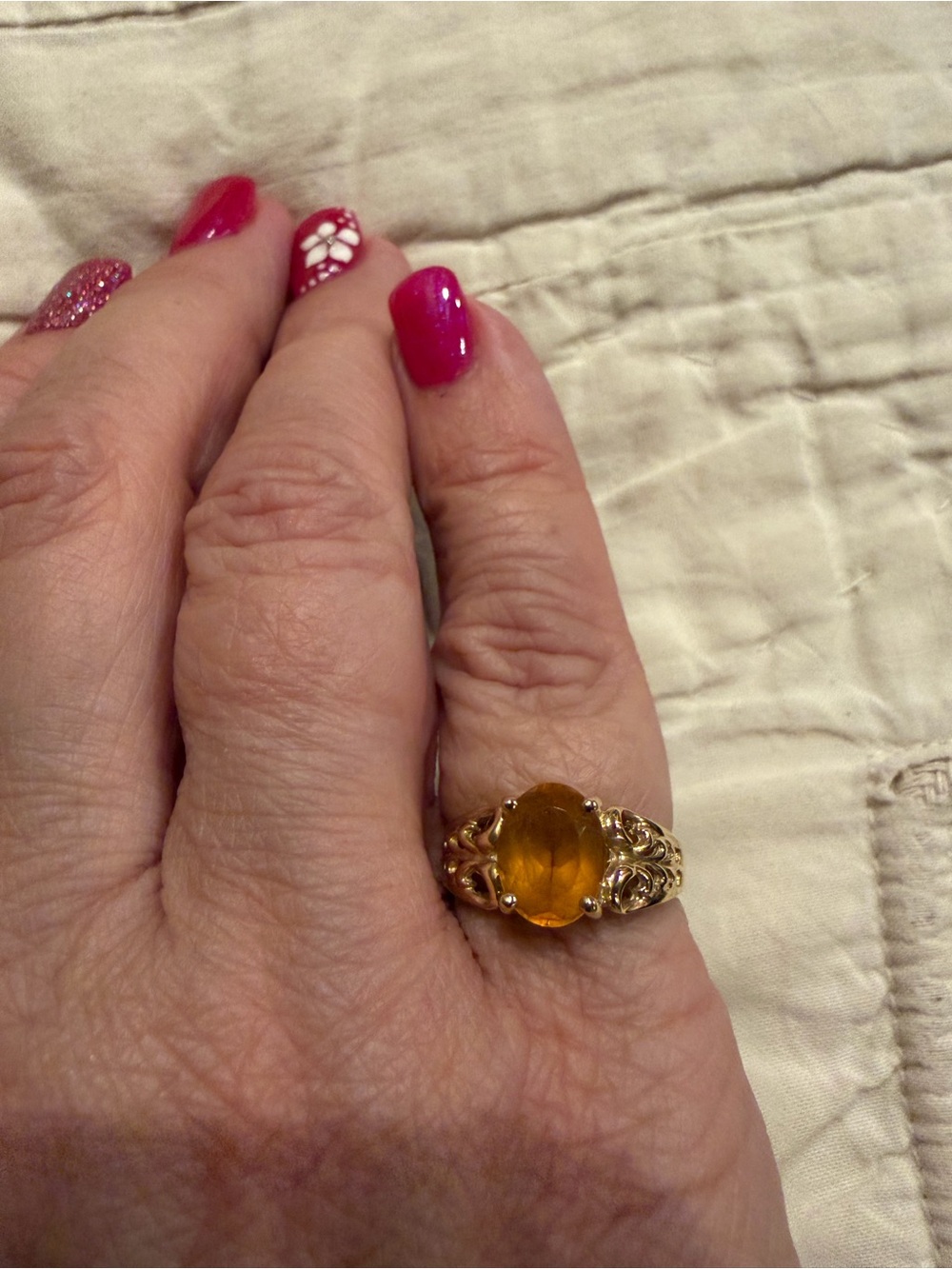 10k Gold Filigree Ring with Topaz